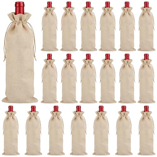Bolsas de yute para vino JAPCHET de 15x35 cm con acabado de arpillera resistente para fiestas