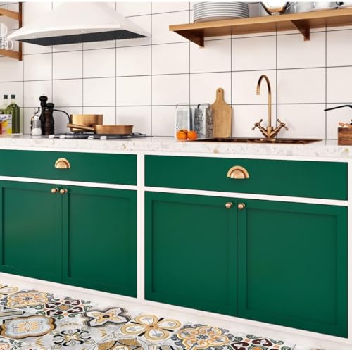 Image of DEEMUS Dark Green Matte Peel & Stick Self Adhesive Waterproof Sticker for Living Room, Bedroom Office,Almirah, Floor, Tabletop, Wall, Fridge,& Renovation Projects (2 x 20 Feet)
