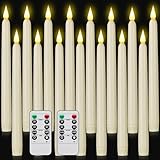 Flameless Taper Candles with Remote Control,15pack Dripless Plastic LED Candles,Flickering Battery Operated,9.2'’Classic Tall Candle for Wedding,Party,Halloween,Christmas,Home Decor (Ivory)