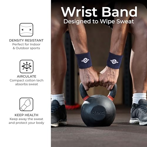 Image of Nivia Sweatband for Men & Women, Wristbands for Tennis, Basketball, Running, Sweat Band for Gym & Athletes (Small, Navy)