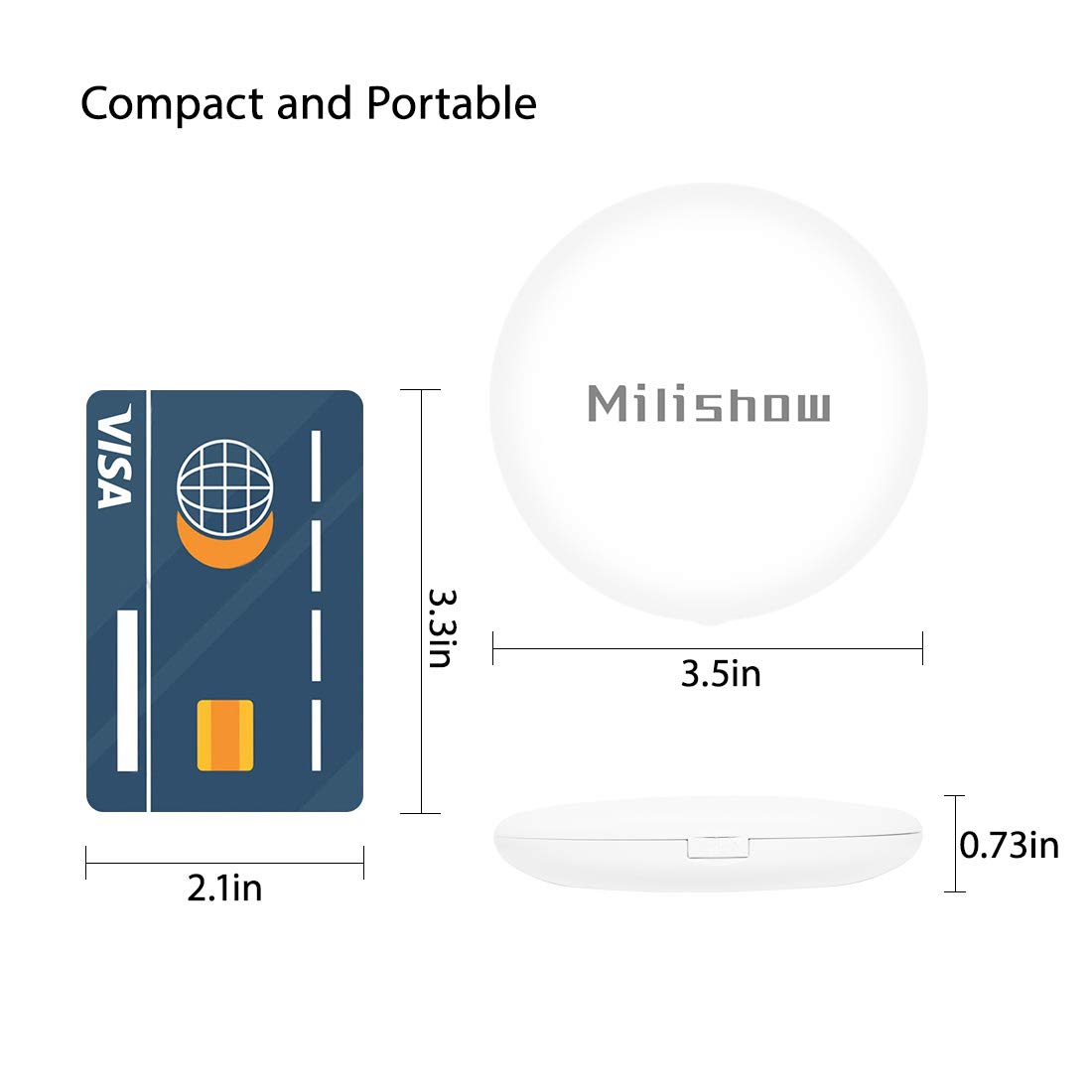 Travel Mirror with LED Lighted, 1x/10x Magnification Compact Mirror with Light, 2-Sided Illuminated Folding Round Mirror, Handheld Pocket Makeup Mirror (White) - Image 6