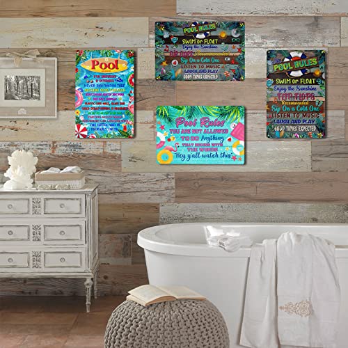 Harooni 4 Pack Retro Metal Tin Signs 8x12 Inch Vintage Pool miniatura 7
