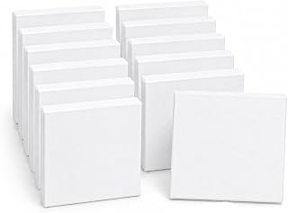 Smilea キャンバスボード 15×15cm 12枚セット 正方形 ミニキャンバス 張りキャンバス アクリル 水彩 油絵 イラスト 絵画 練習用 子供 大人