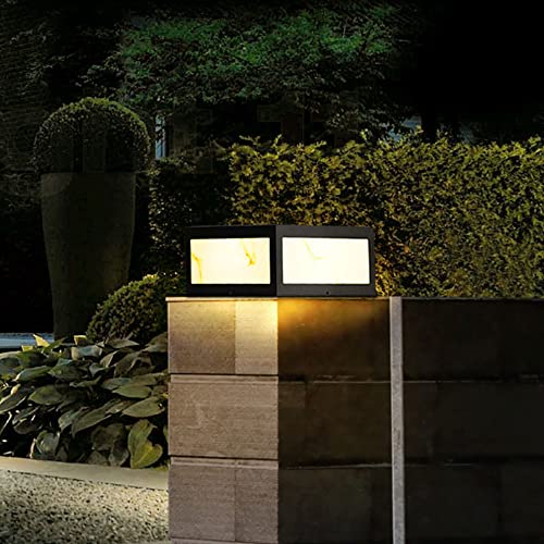 Yicoming Led Post Light Outdoor, Square Modern Outdoor Column Lights Ip65 Waterproof Stainless Steel Pillar Lights For Yard Garden Patio Path With Imitation Marble Lampshade #TOP2