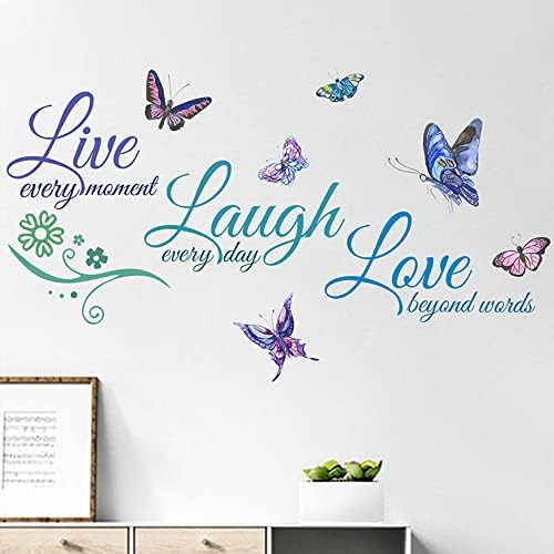 Live Love Laugh Set 3 Wall Sticker Motivational Wall Decals,Family Inspirational Wall Stickers Quotes(18x39, Green Blue Purple)