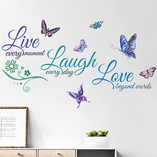 Live Love Laugh Set 3 Wall Sticker Motivational Wall Decals,Family Inspirational Wall Stickers Quotes(18X39, Green Blue Purple) #TOP10