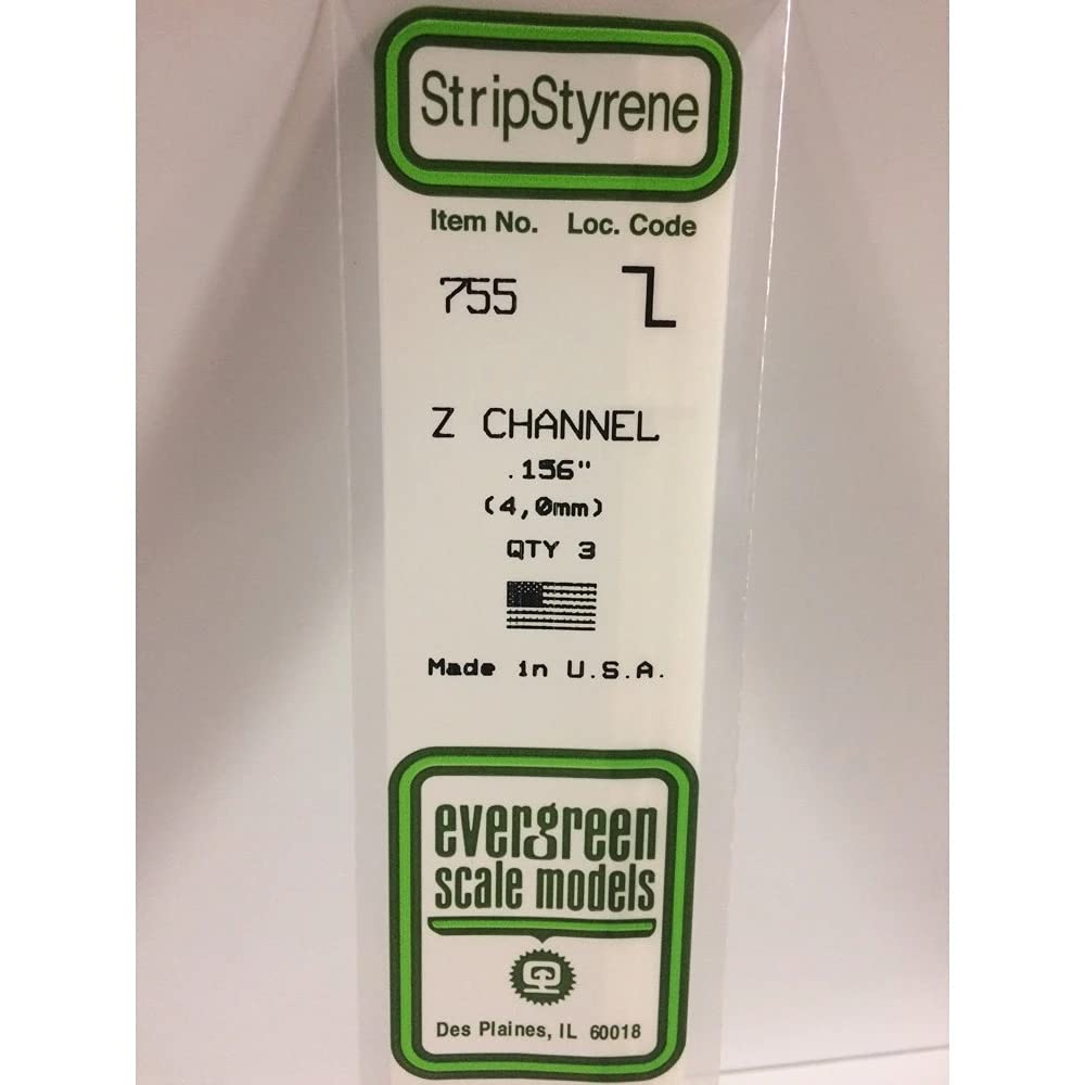 EVERGREEN Z-Profil Polystyrol 35 Cm – 4,0 Mm Hoch, 0,60 Mm Stark, 3 Stück, Für Modellbau