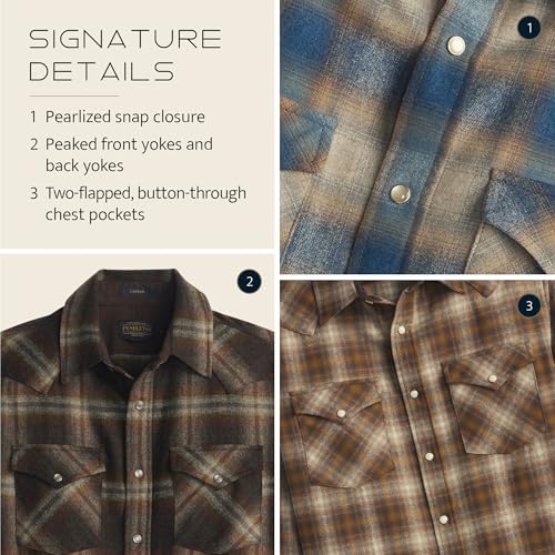 Pendleton Canyon Men's Shirt, Long Sleeve Flannel Shirt, 100% Virgin Wool - Regular Fit4