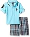 U.S. Polo Assn. Boys' Little Embellished Pique Polo Shirt and Plaid Short