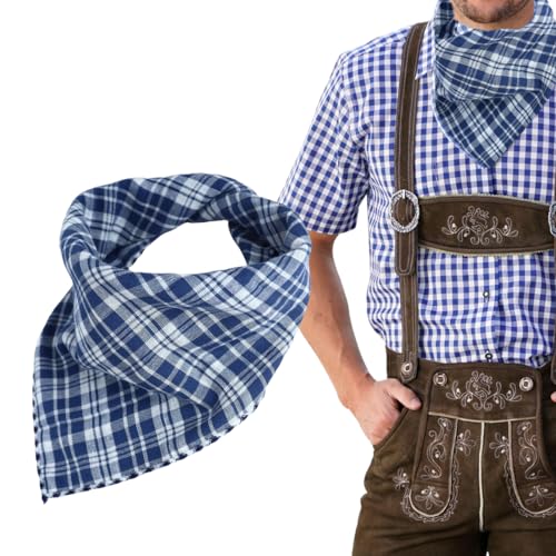 OUDQFCJ 1 PCS Pañuelo para Oktoberfest y Fiesta de Trajes Típicos (Azul), de cuadros, ideal como pañuelo para cuello, cabeza o brazo