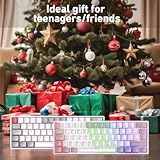 TECURS 60% Mechanical Keyboard，Wired Gaming Keyboard, LED Backlit,Blue Switch,Mini White Keyboards for PC/Windows/Laptop/PS4/Xbox, White and Grey, UK-Layout - Image 5