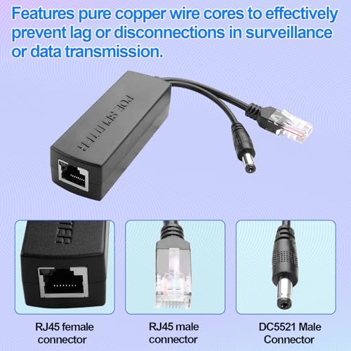 POE Splitter Bundle IEEE 802.3af/at Standard 10/100/1000Mbps Includes USB DC interfaces miniatura 5