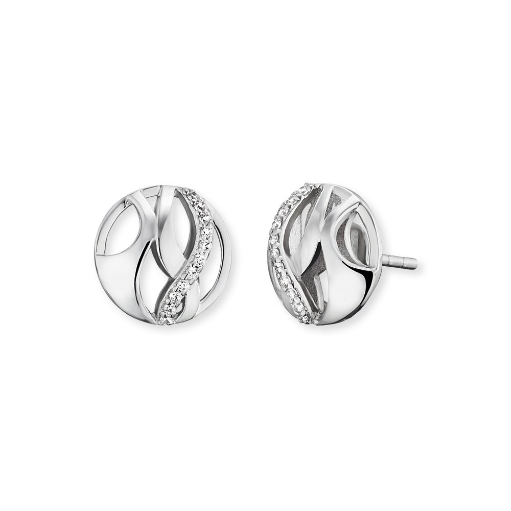 Engelsrufer Paradise Orecchini A Perno In Argento 925 Con Zirconi Bianchi, Misura 10 Mm, Placcati Al Rodio, Ipoallergenici
