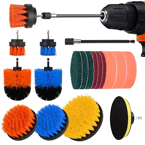 Drill Brush Attachment Set-19 Piece Power Scrubber Cleaning Kit for Kitchen and Bathroom
