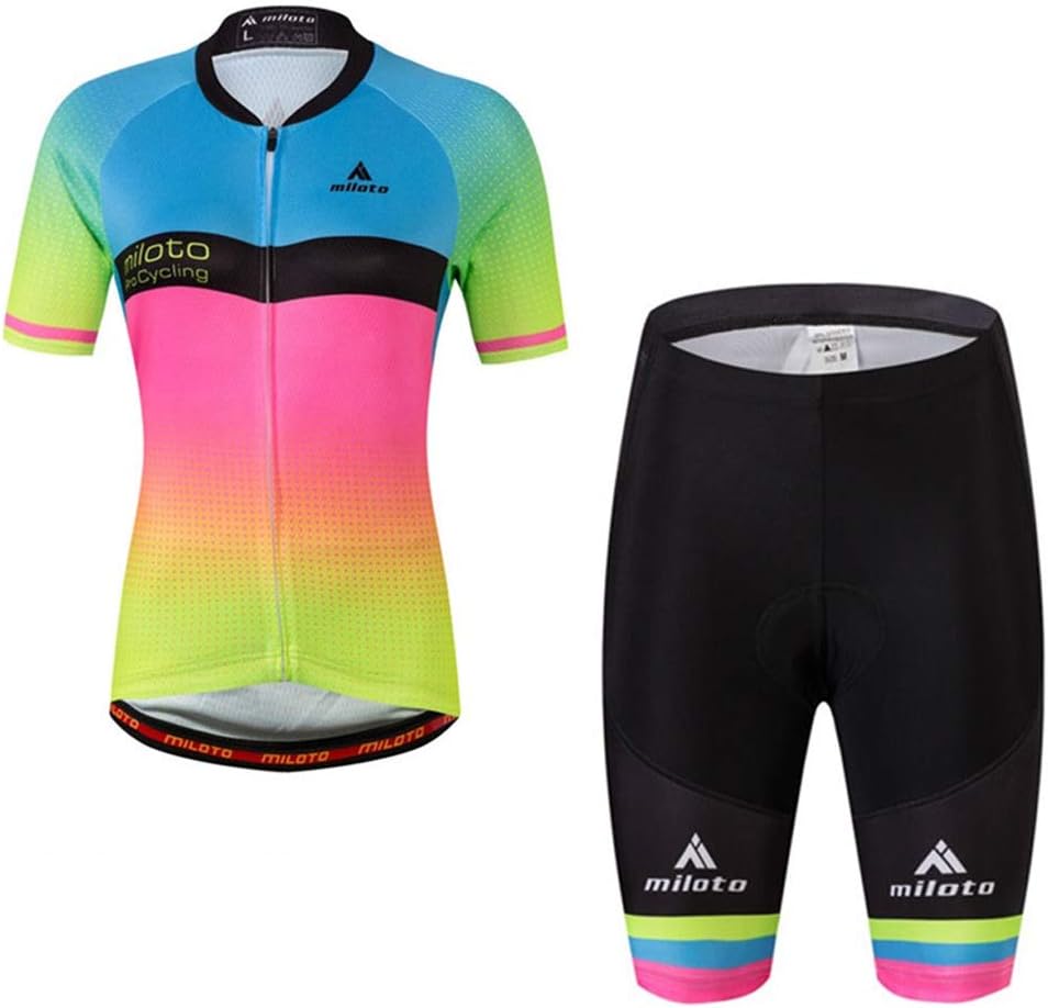 MILOTO Women's Cycling Jersey Reflective Shirt Padded Shorts Set