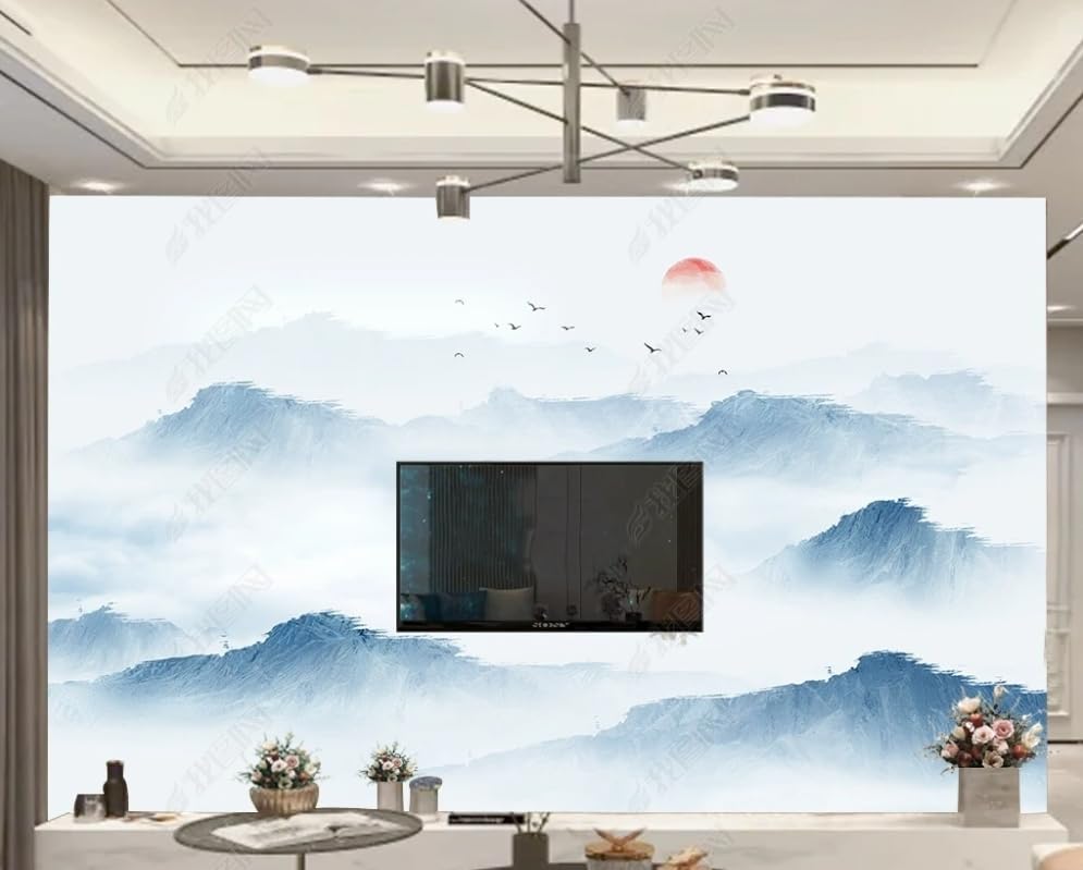 Poster tableaux muraux paysage à l'encre bleue pour habiller un mur vide