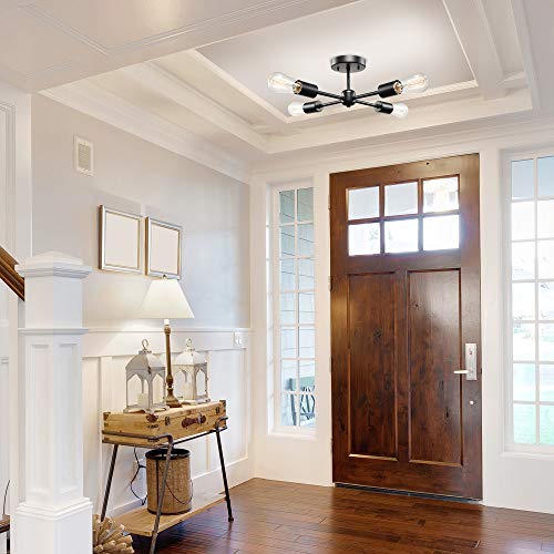 Globe Electric 66008 4-Light Flush Mount Ceiling Light, Matte Black, Ceiling Light Fixture, Light Fixtures Ceiling Mount, E26 Bulb, Home Improvement, Bedroom Lights For Ceiling, Dining Light Fixture #TOP4