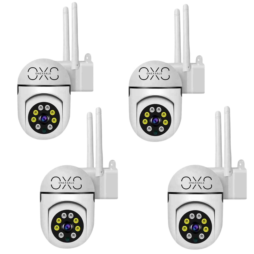 OneXsale 3MP Mini WiFi CCTV Camera Pack of 4 | HD Motion Detection | Night Vision | 4-Channel Wireless Security System | Weatherproof