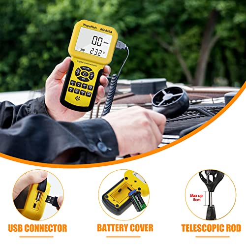 Hvac Anemometer Handheld Rq-846A,Pro Hvac Anemometer Measures Wind Speed, Cfm Air Flow Velocity,Wind Flow, Wind Temperature With Backlight,Max/Min/Avg #TOP4