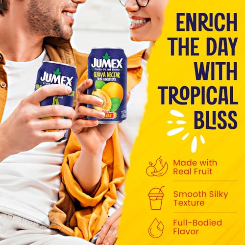 Image of Jumex Strawberry Banana & Guava Juice Nectar - Made with Fresh Fruit Puree - Tropical Fruit Juice Concentrate for Smoothie Mix, Cocktail Mixers, Kids Drinks & Beverages - 11.3oz, 12 Pack Canned Drinks