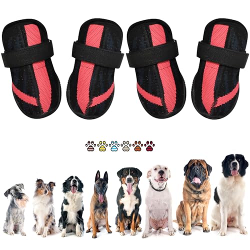 PETQYS Dog Shoes,Mesh Breathable Dog Boots for Walking Running Hiking,Soft...