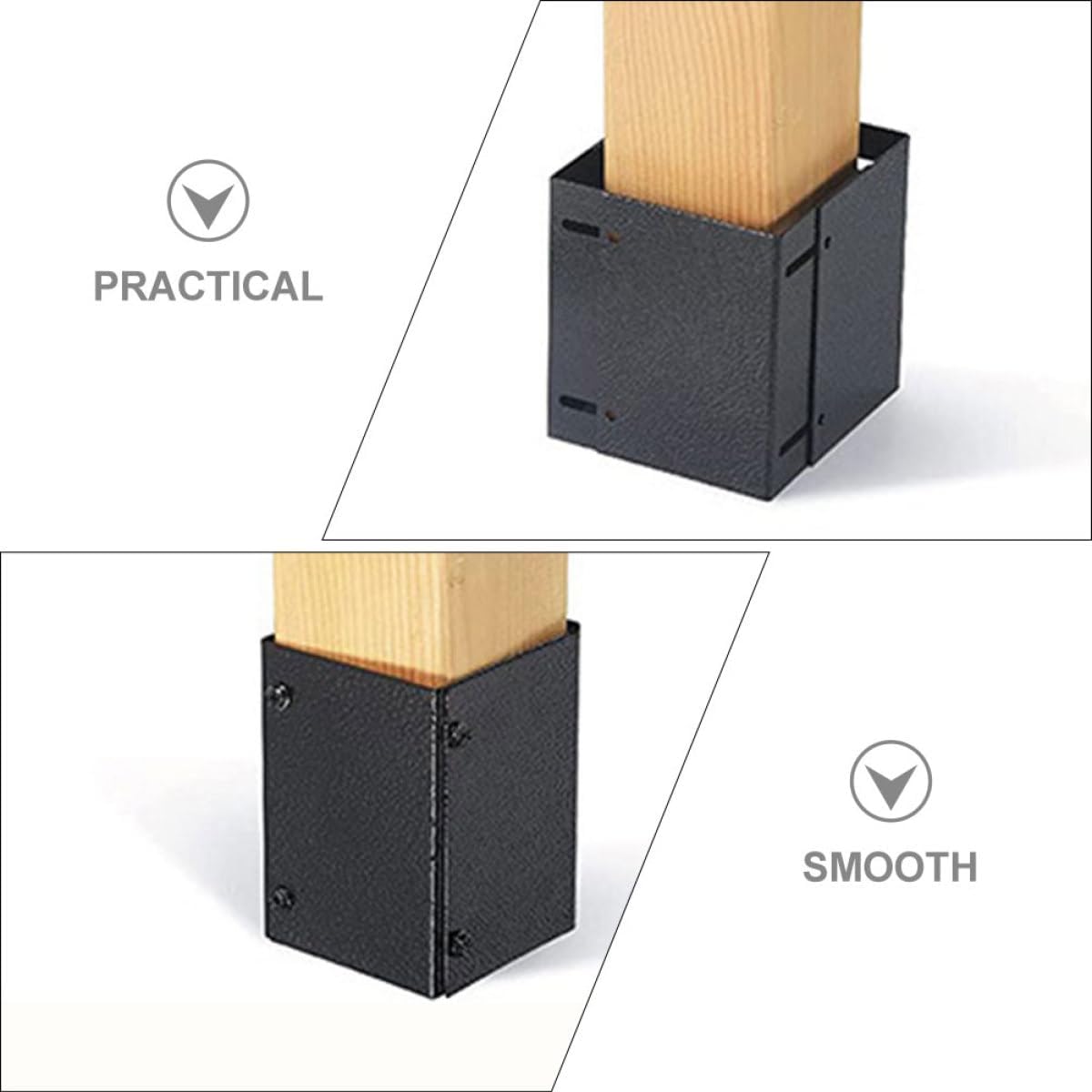 Adjustable Mailbox Post Protector and Deck Railing Post Base Cover Metal Fence Bracket Kit for Outdoor Mailbox and