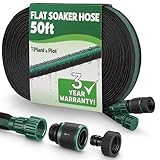 Flat Soaker Hose 50ft for Garden // Drip Hose for Garden Beds, Lawns and Trees // Heavy...