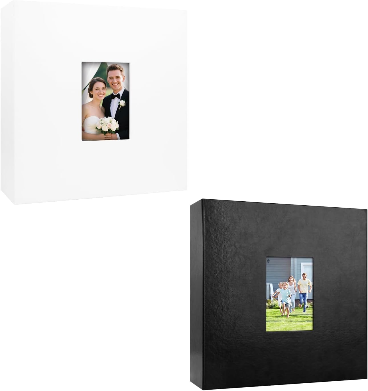 Professional 1000 Pocket Photo Album 4x6 Luxe Leather PU Cover, Holds 1000 Horizontal and Vertical Photos, Acid-Free Non-Stick Pages with Front Window, Perfect for Wedding Family Baby Memories (Black+