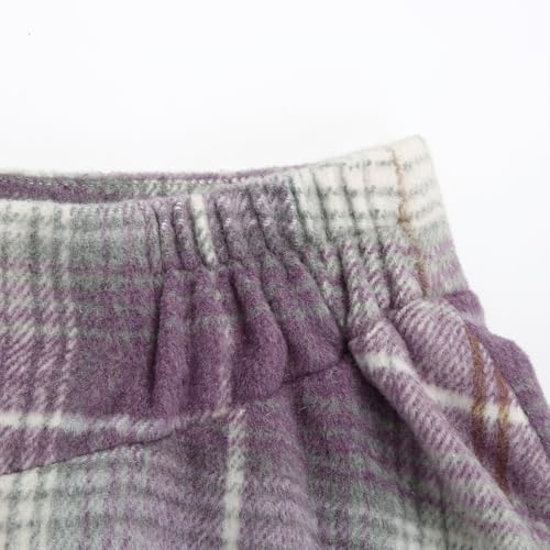 Image of IDEALSANXUN Women's Fall Winter High Waisted Wool Plaid A-line Long Skirt