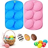 Easter Egg Silicone Chocolate Treat Mold，2 Pack 6-Cavity Eggs Cookie Trays for Chocolate, Candy,...