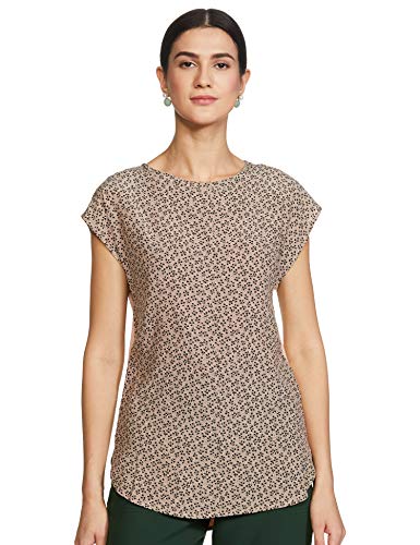 Image of Marks & Spencer Womens Printed Viscose Slash Neck Straight Fit Short Sleeve Top