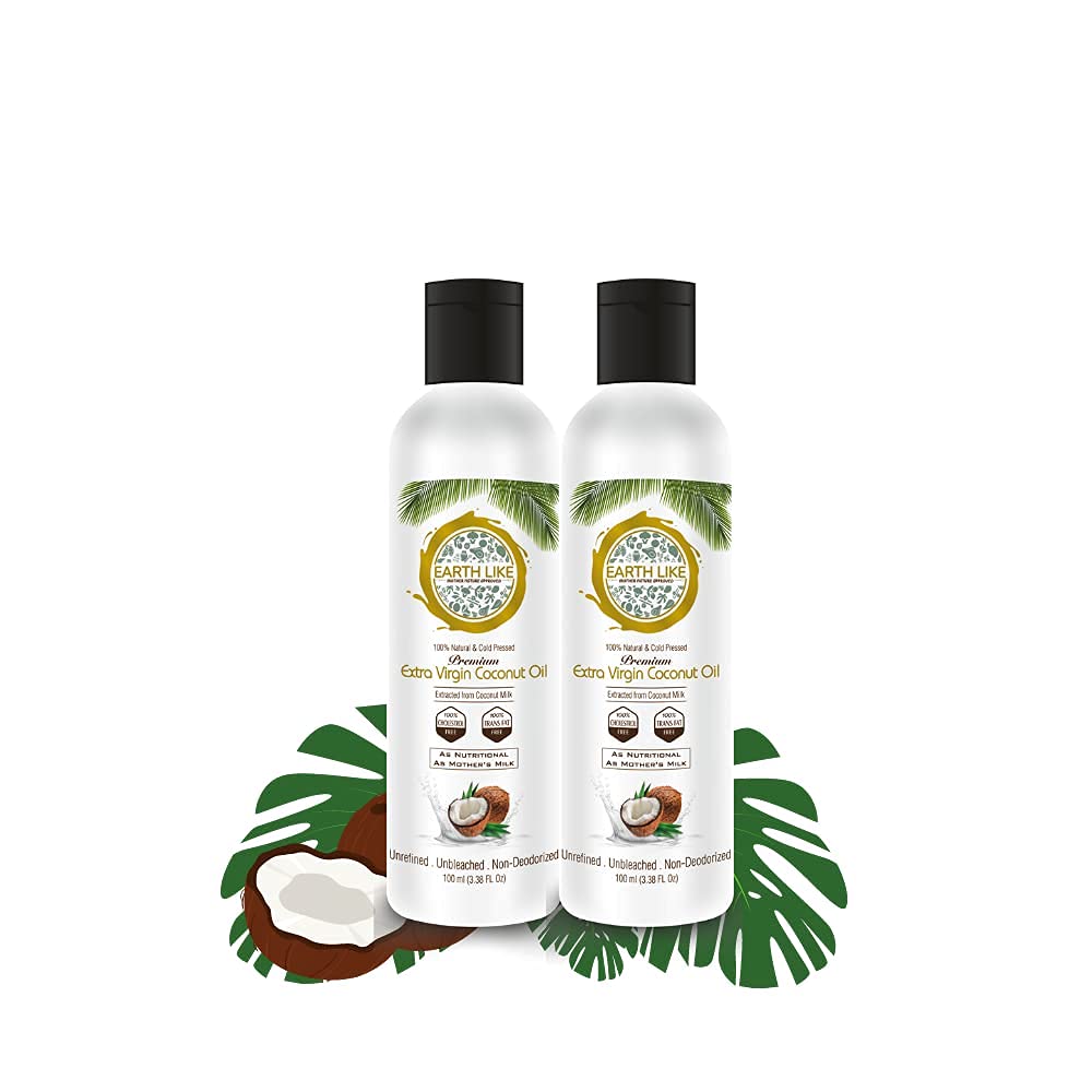 EARTH LIKE Extra Virgin Coconut Oil (200 ml) Enriching & Nourishing Oil for Skin Care, Hair Growth & Baby Massage | Natural & Cold Pressed from Coconut Milk | Edible Cooking Oil (100ml X 2) (B09FK8GXV4) Amazon Price History, Amazon Price Tracker