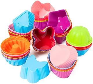 R HORSE Muffin Cupcake Mould Baking Cups Silicone Baking Cups Heat Resistant Cupcake Molds Muffin Cases Cup Liners Reusable Cupcake Ice Creams Puddings Moulds Nonstick Food Grade Silicone Mold 42PCS