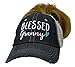COCOVICI Womens Blessed Granny Embroidered Messy BUN HIGH Ponytail Baseball Hat Cap 817 Dark Grey