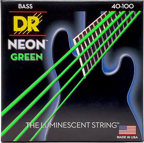 Cordes guitare basse DR String NGB-40 Neon Green jeu de cordes lumineuses 4 cordes