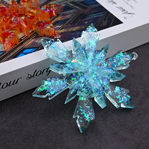 Image of Sakolla 5 Pieces Christmas Silicone Resin Molds 3D Snowflake Molds Silicone Epoxy Casting Resin Mould for DIY Christmas Ornament Jewelry Pendant Decoration, Keychain