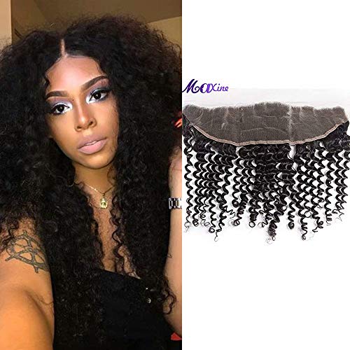 10A Human Hair Unprocessed Brazilian Curly Lace Frontal 13x4 Ear To Ear Lace Frontal Closure Kinky Curly Brazilian Virgin Hair(16 inch)