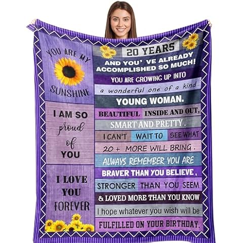 Henazin Gifts for 20 Year Old Female, 20th Birthday Decorations for Women, 20th Birthday Gift, 20 Year Old Girl Gifts Blanket 50"X60", 20th Birthday Gifts for Women Back in 2005, 20 Birthday Gifts Cover