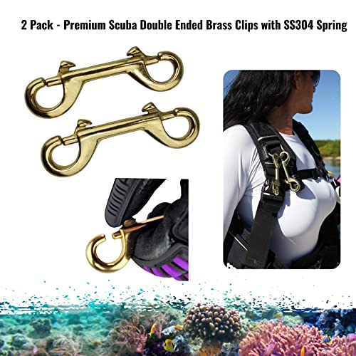Aquatic Hunt - 2 Pack - Marine Grade 4" (10Cm) Double Ended Brass Clips With Ss304 Spring #TOP4