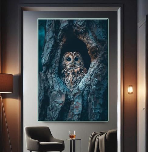 Peinture de hibou pour réchauffer un mur blanc déco rustique oiseau