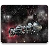 10.2x8.3 Inch Galaxy Mouse Pad, Stitched Edges, Spaceship in Interstellar Travel on a Galactic Starfield Alien Fantasy Science Fiction, Non-Slip Washable & Durable Gaming/Office Mouse Mat for Desk