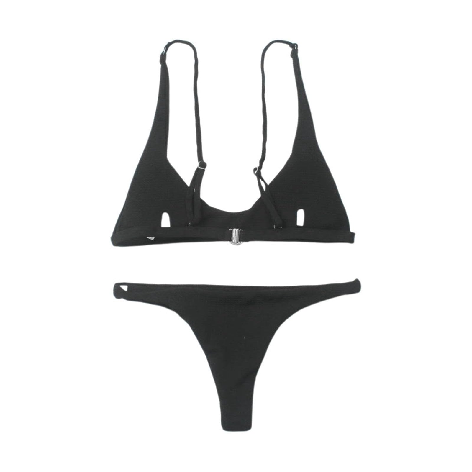 Generic Bikini con Tirantes y Espalda Descubierta Pantalones de Cintura Alta divididos Estampado Color sólido Deportivo Mujer Sexy BañAdor Sin Tirantes Tanga 2025