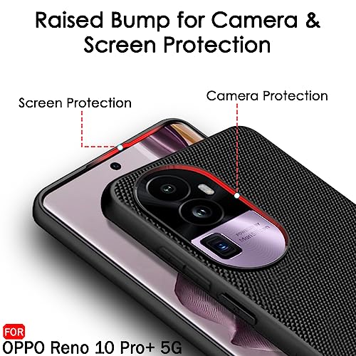 Image of TheGiftKart Back Cover Case for Oppo Reno 10 Pro Plus 5G | Slim & Lightweight | Ultra-Premium Design | Camera Protection Bump | Fabric Texture Case Cover (PC & TPU, Black)