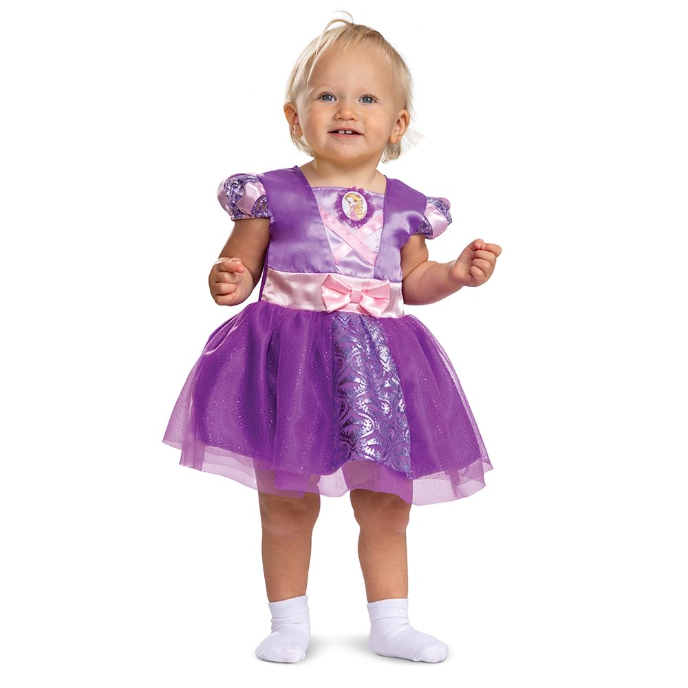 Disney Princess Rapunzel Costume for Infants and Toddlers, Official Disney Princess Licensed Product by Disguise, Detailed Bodice with Puff Sleeves and Shimmer Skirt, For 6-12 Months