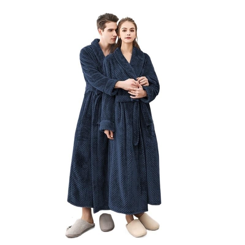 Albornoz,Albornoz Hombre Autumn And Winter Season Home Plush Soft And Comfortable Couple Pajamas Men's Thick Large Bathrobe Extended White Pajamas(WHITE,XL)