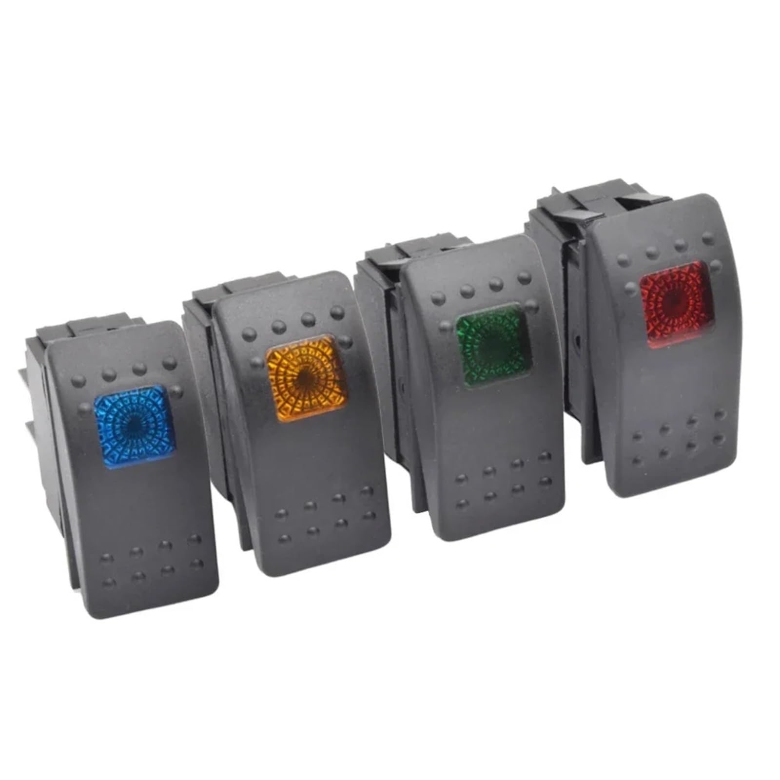 Interruptores marinos, 5 interruptores basculantes impermeables for coche, barco, marino, DPST, de 4 pines, encendido y apagado, con luz LED iluminada, interruptor de botón.(Red Light)