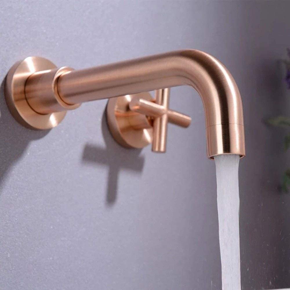 Rubinetti, Tutti i Marchi nascosti Acqua Fredda Calda rubinetti per lavabo Oro Spazzolato Doppia Maniglia Doppio Rubinetto Aperto Triplo Villa Hotel Rubinetto dell'Acqua