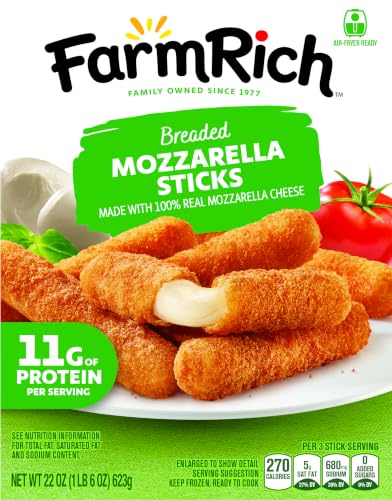 Farm Rich Breaded Mozzarella Cheese Sticks – Delicious Frozen 22 oz Party Appetizer & Snack, Made...