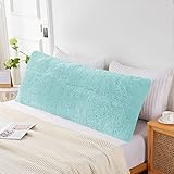 ROLJZTY Body Pillow Cover with Zipper, 21x54 Shaggy Faux Fur Pillow Case, Luxury Fluffy Plush Soft Pillowcase for Kids Girls Women Adult Side Sleepers-Aqua Blue