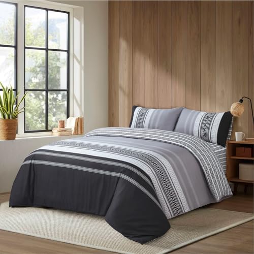 Hadi London Parure de lit de luxe 4 pièces - Housse de couette, drap-housse et 2 taies d'oreiller | Infroissable, résistante à la décoloration - Motifs floraux et...